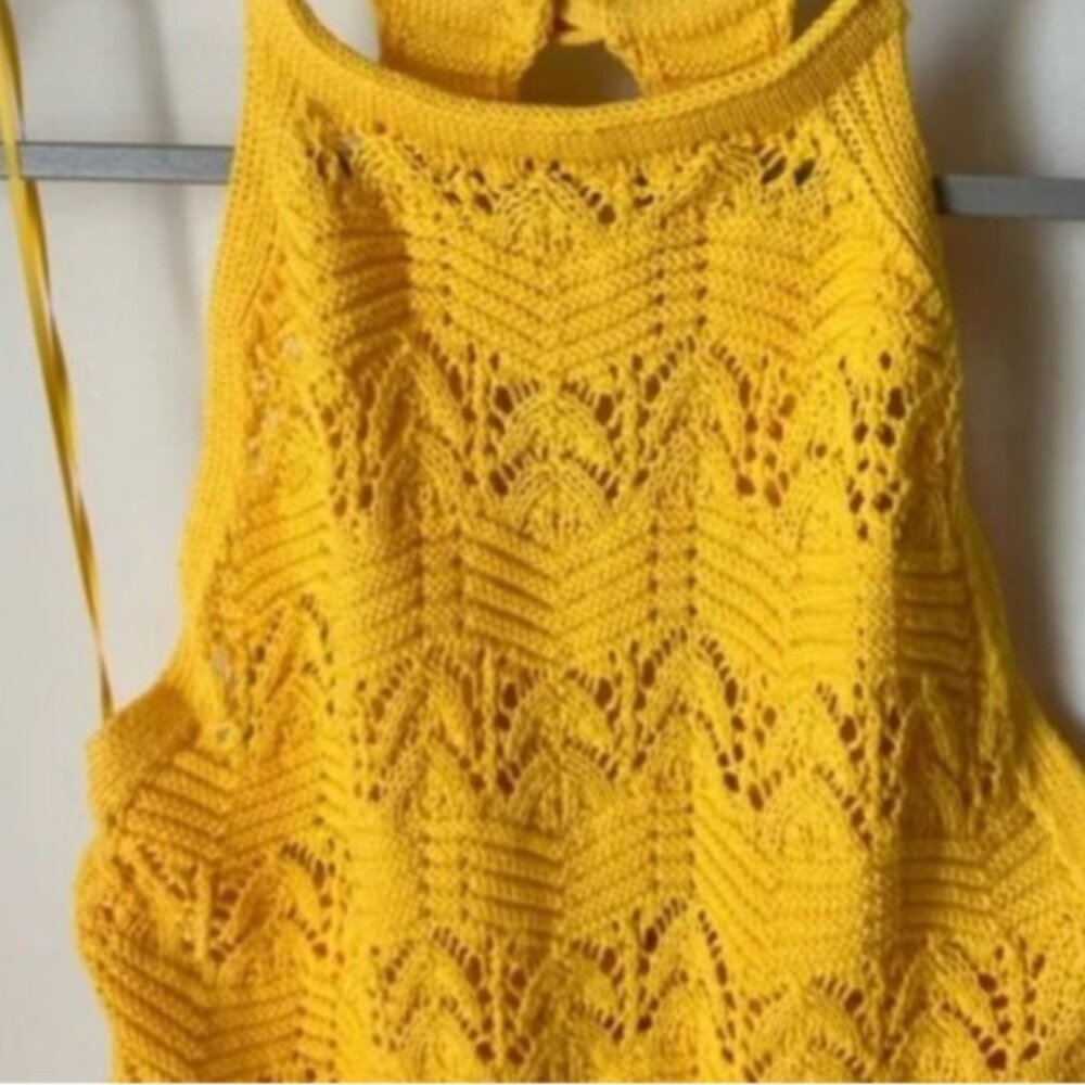 😎House of Harlow 1960 Yellow Daffodil Crocheted Maxi Dress Size: S NWT - Picture 4 of 10